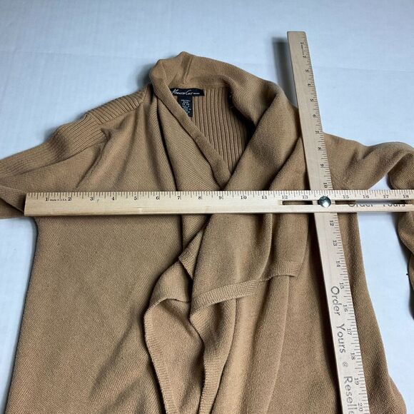 Kenneth  Cole New York Womens Open Front Cardigan Beige Zip Waist Sweater XS - Picture 5 of 11